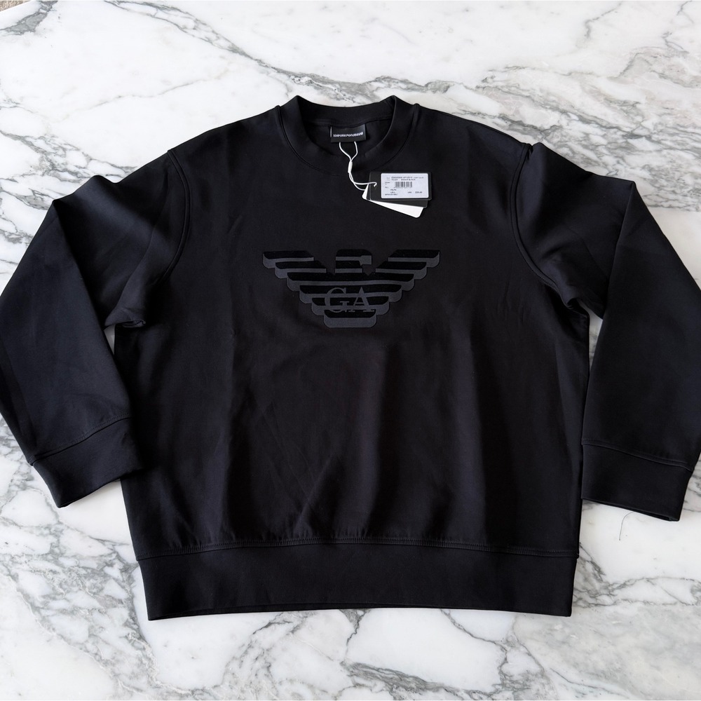 Emporio Armani Eagle Black Felpa Sweatshirt Large EM005930 AF10013 Crewneck